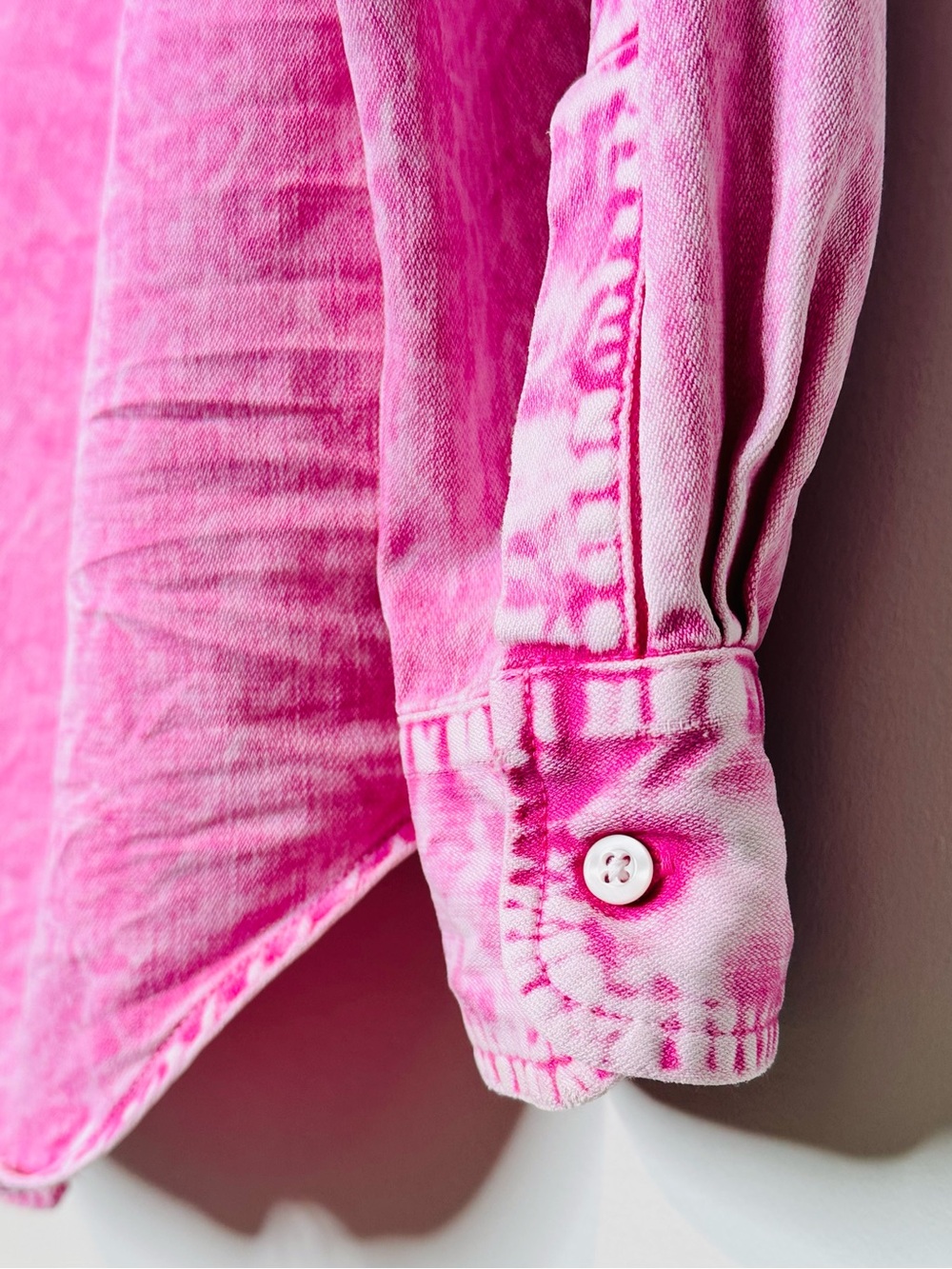 Frank & Eileen Pink Mineral Acid Wash Button Down Shirt Top - Picture 10 of 16